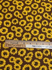 MDG Sunflower Dance on Brown 100% cotton fabric by the yard 36 x 44 Sunflowers