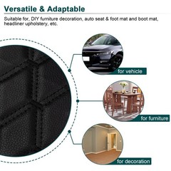 63″Quilted Vinyl Faux Leather Fabric w/Foam Car Upholstery Continuous Yard Black