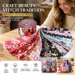40 Pcs Japanese Style Fabric Jelly Roll,Cotton Quilting Fabric Strips,2.5″ Wide