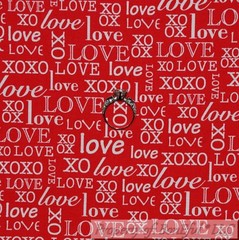 BonEful Fabric FQ Cotton Quilt Red White Love Word XO Holiday Valentine Xmas USA