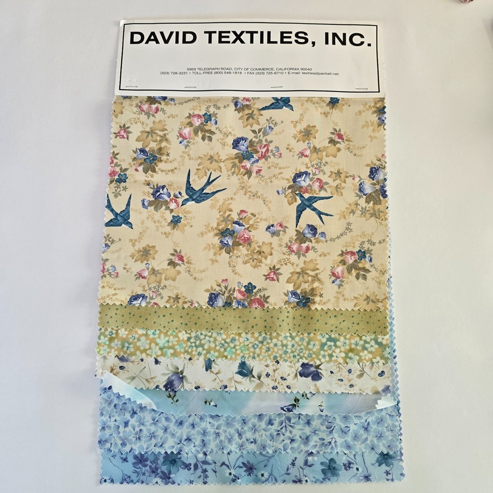 Vintage Sample Swatch Pack David Textiles Fabric Floral Spring Fever 12″x12-18″