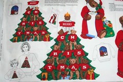 6 Cranston Christmas Jingle Bell Bear Applique Fabric Panels Lot Santa Tree Star