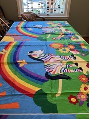 Multicolor Rainbow Animal Print Zebra Fabric Panel Cloth Colorful Printed