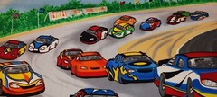 Boys Race Cars 100% Cotton Quilting Fabric Cranston Racing NHRA Stock Car Nascar