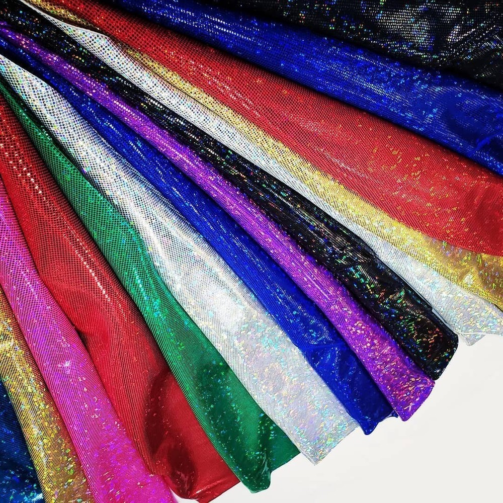Shattered Hologram Spandex Fabric by the Yard | 4 Way Stretch Dancewear Fabric |