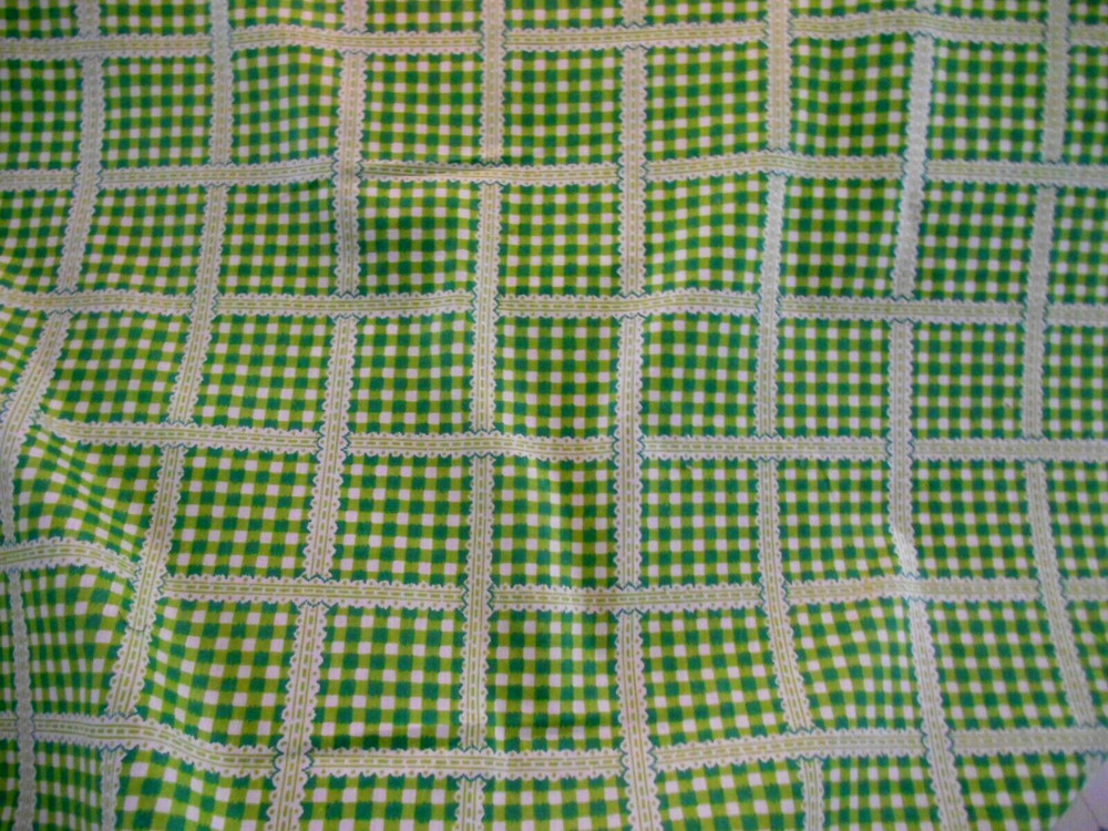 Vintage Bloomcraft Gloria Vanderbilt Pop Art Retro Green Gingham Patchwork 6 YDS