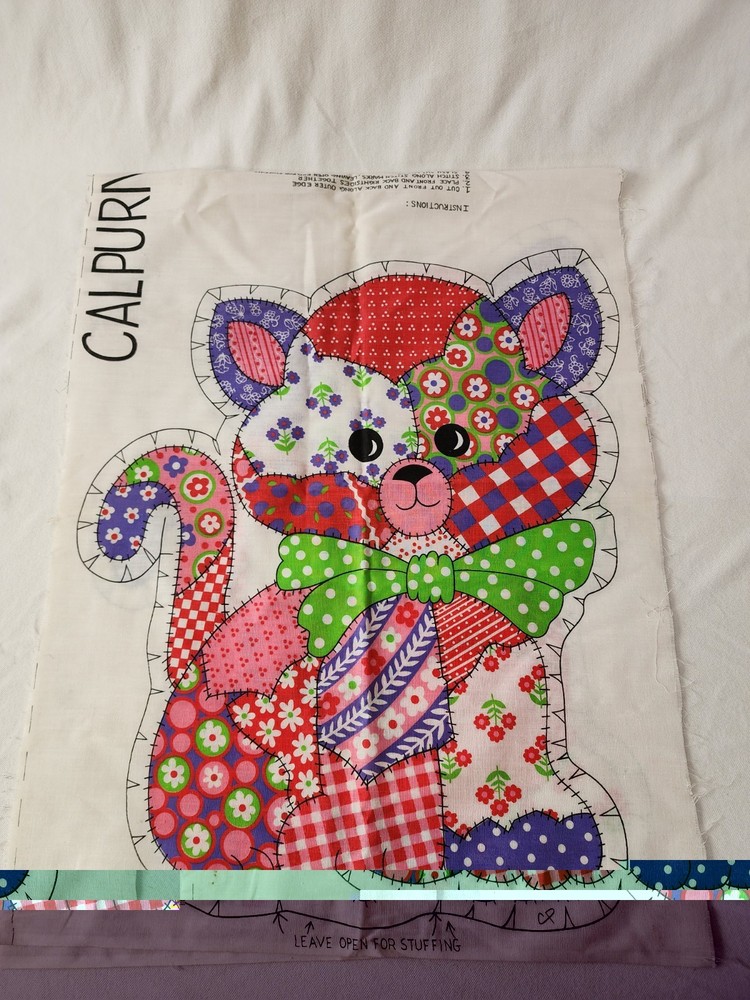 VTG Calico Cat Cut & Sew Pillow Patchwork Kitty Sewing Panel Doll Calpurnia