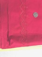 2.6 yd x 50″ RED Embroidered Stripe Border Fabric Cotton Blend Dress Decor
