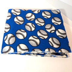 Blue Baseball Fabric Remnant, 2 Yards x 65″, Colorful, Sports, Soft Fleece Cloth