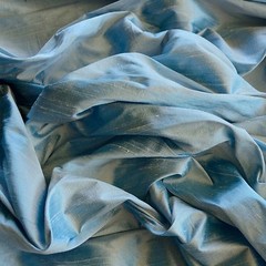 Iridescent Maya Blue Dupioni 100% Silk Fabric, 44″ Wide, By the Yard (S-152)