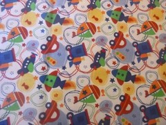 Transportation Vehicles on White Cotton Fabric (44″ Wide x 52″ long)