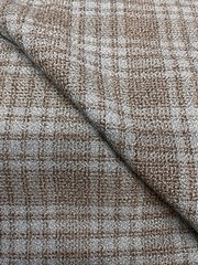 38 for 2 Yards 100% Real Wool Fabric, (Plaid Boucle) Camel and Green Color