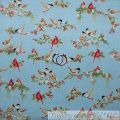 BonEful FABRIC FQ Cotton Quilt Blue White Winter Scenic Xmas Tree Forest Glitter