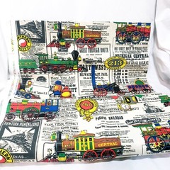 Vintage Train Engine Transportation Travel Fabric By the Yard 43″ House n Home