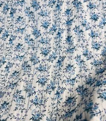VTG Beautiful Shades of Blue Florals on Raise Lines on White Dimity 46″x13″
