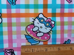 Hello Kitty Plaid Summer Quilt Fabric BTY 43″ wide Cotton Gingham