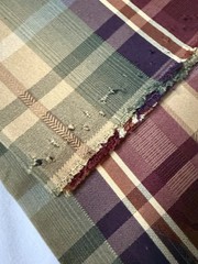 28″x59″ Tartan Plaid Upholstery Reversible tan green plum rust/black tan brown