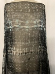 Poly Rayon Blend Chiffon Abstract Ikat Tribal Black Teal Fabric By The Yd 60″W