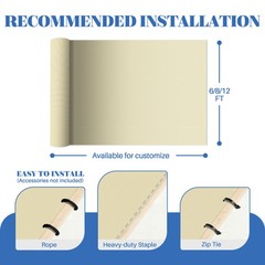 Fabric Roll Cloth Privacy Fence Screen UV Block Patio Garden Shade Cover Beige