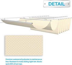 4’W x 16’L Waterproof Pergola Shade Cover Retractable Canopy Replacement,