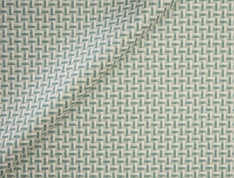 Jim Thompson Geometric Interlocked Tile Fabric Ups & Downs Seafoam 1.2yd 2180/03