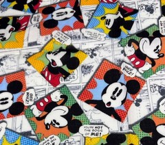 Disney Mickey Mouse Comic Strip Cotton Fabric 13″ x 15″ Multi-Color Retro Style