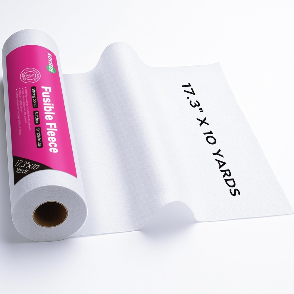 KOVIEDE Fusible Fleece Interfacing, 17.3″ x 10 Medium-Light – 1MM, White