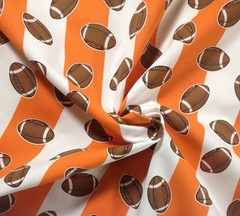 PREMIER PRINTS GAME DAY ORANGE STRIPE FOOTBALL FURNITURE FABRIC BY THE YARD 54″W