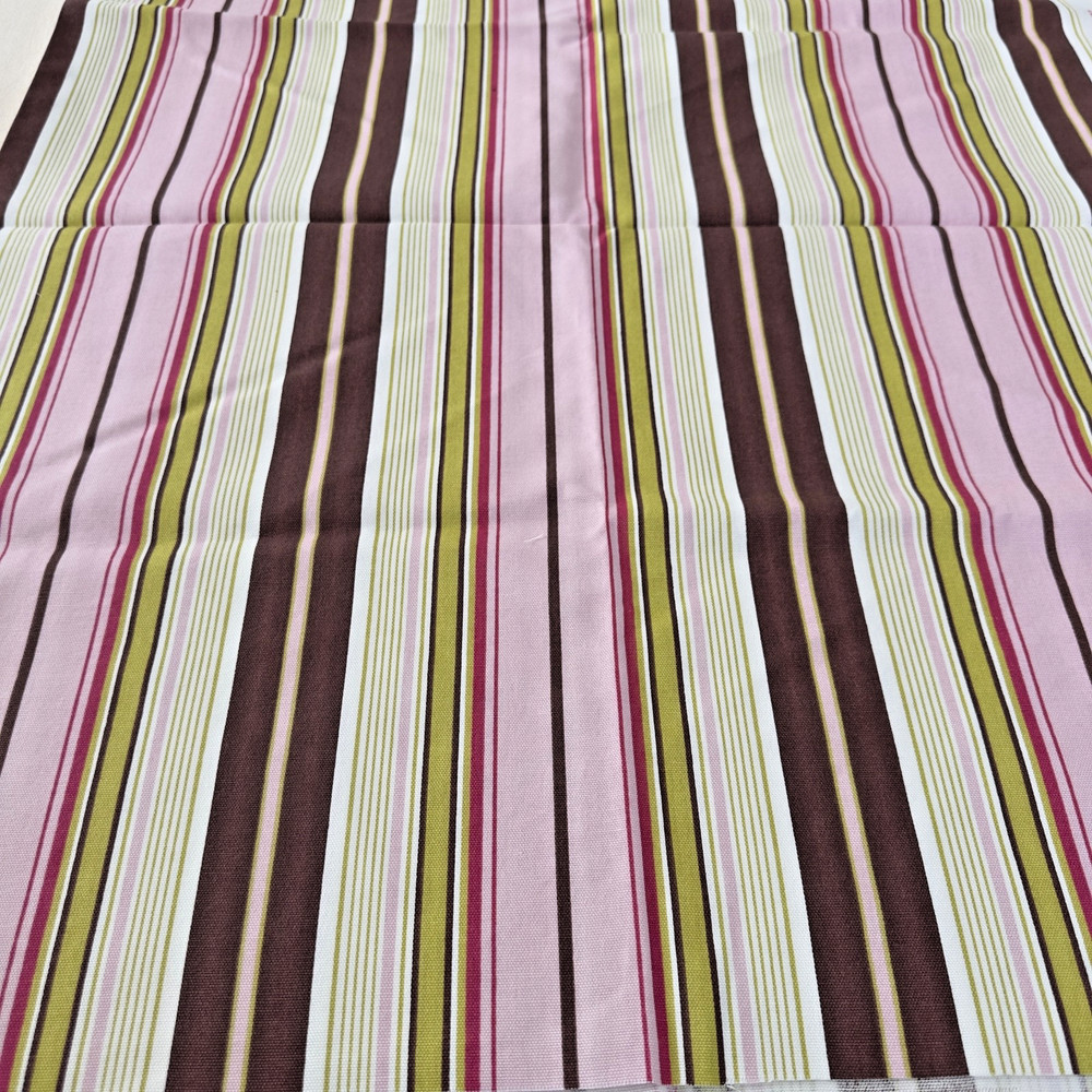 Premier Prints Terrace Multi Stripe Fabric Pink Green & Brown 1 yard