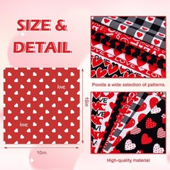 40 PCS Valentine’s Day Fabric Squares Cotton 10 Inch Bundles Sewing Decor