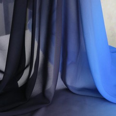 58”Wide Royal Blue Black Gradient Chiffon Fabric 100D Ombre Chiffon Gauze Stage