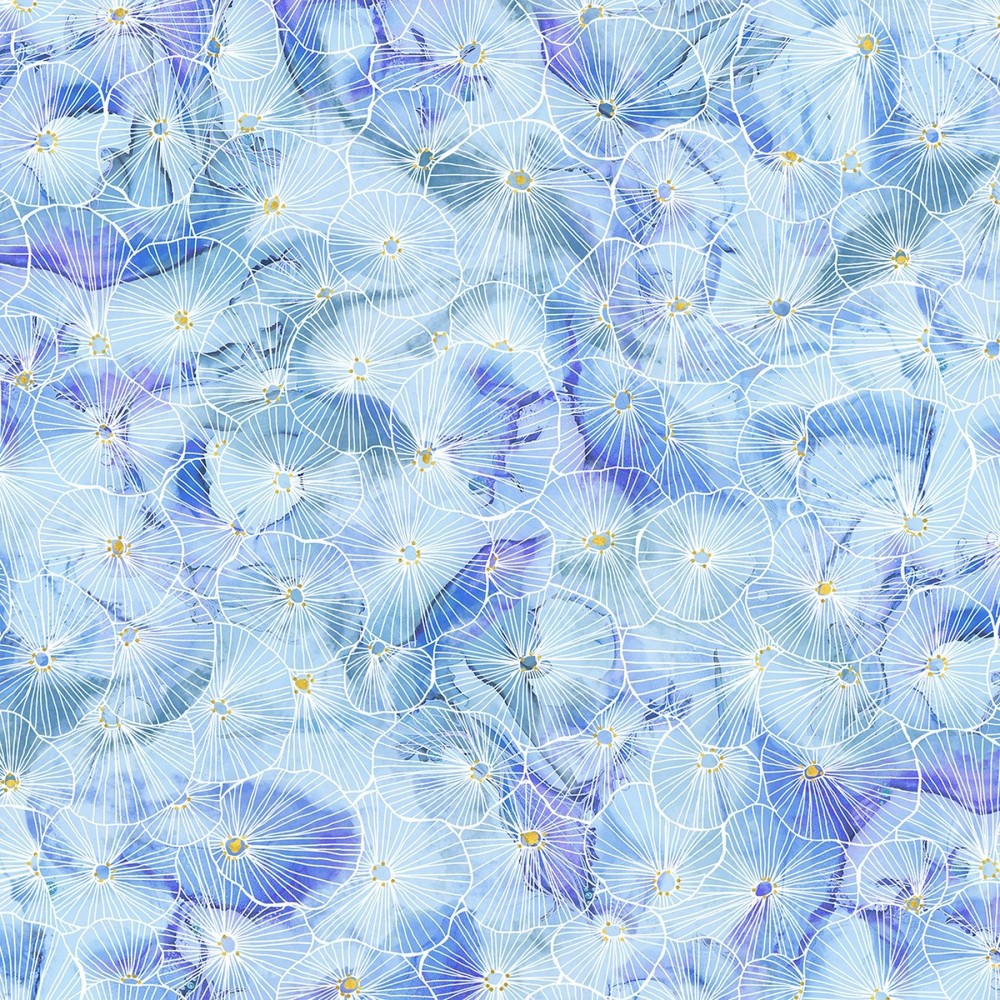 P&B Textiles Painted Sea by Amy Tieman PSEA5945 LB Light Blue Linear Cotton