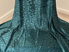 Hunter Green Stretch Velvet Sequins Embroidery fabric 60” Width Sold By Yard