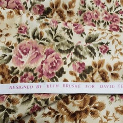 Pink Roses Fabric Cotton Quilting David Textiles Beth Bruske 3+ Yards 44″