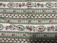 Vtg Marcus Brothers Textiles Inc Fabric Green Striped Red Floral 1yd X 44in