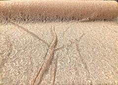 Embroidered Stretch Lace Apparel Fabric Sheer Floral Metallic Nude Pink VV313