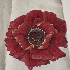 square by design Flower Woven Fabric Panel Embroidered Tapestry. Brand New. Tan