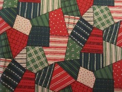 Christmas Cotton Fabric Geometric Blocks Red & Green Square 30×44