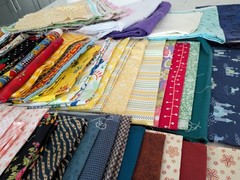 11 Pound Lot COTTON Quilt Fabric Fat Quarters and Larger, Squares, and Strips