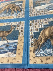 Moonlight serenade panel of 4 deer print blocks 15-1/2″square