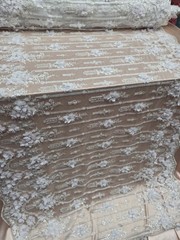 White 3d Lace Fabric Sold By The Yard Embroidery 3d Floral Beaded On Mesh