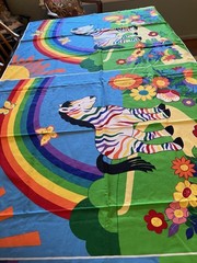 Multicolor Rainbow Animal Print Zebra Fabric Panel Cloth Colorful Printed