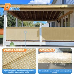 6′ Fabric Roll Sun Shade Cover Fence Screen Patio Balcony Yard Beige 151-300ft