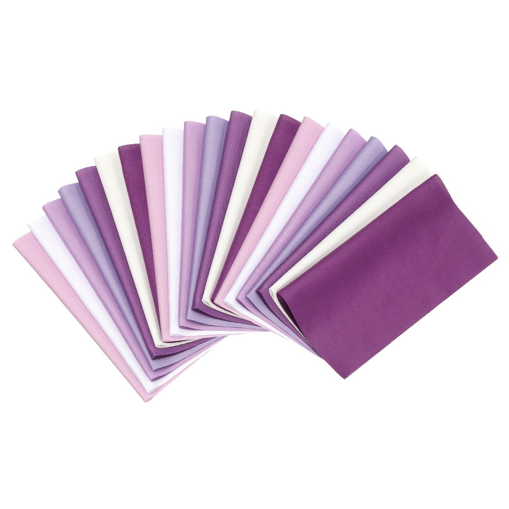21Pcs 4″ x 4″ Solid Color Cotton Fabric Bundles Precut Fabric Purple White