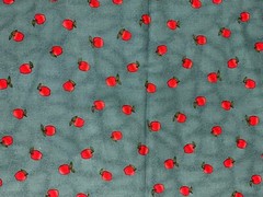 Blue Fabric with Red Apples Dream Field Collection Fabric sold by the Yard x 44