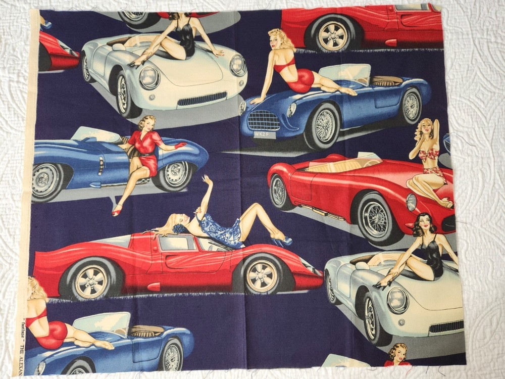 Alexander Henry Fabric Fastlane 2002 Hot Rods Pinup Girls Cotton