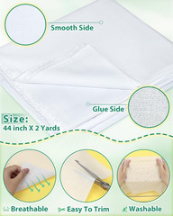 Woven Cotton Iron-On Fusible Interfacing: 44 Inch X 2 Yards White