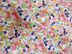 Retro Fruits Berries Leaves Flowers Fabric Fat Quarter 18 x 22″ Cotton