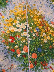 VTG House ‘N Home Fabrics & Draperies 48″ X 46″ Fabric Floral Blue Green