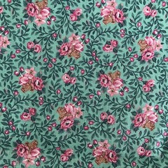 VIP CRANSTON PRINT WORKS SAGE GREEN BACKGROUND MINI PINK FLORALS FABRIC 2 YARDS